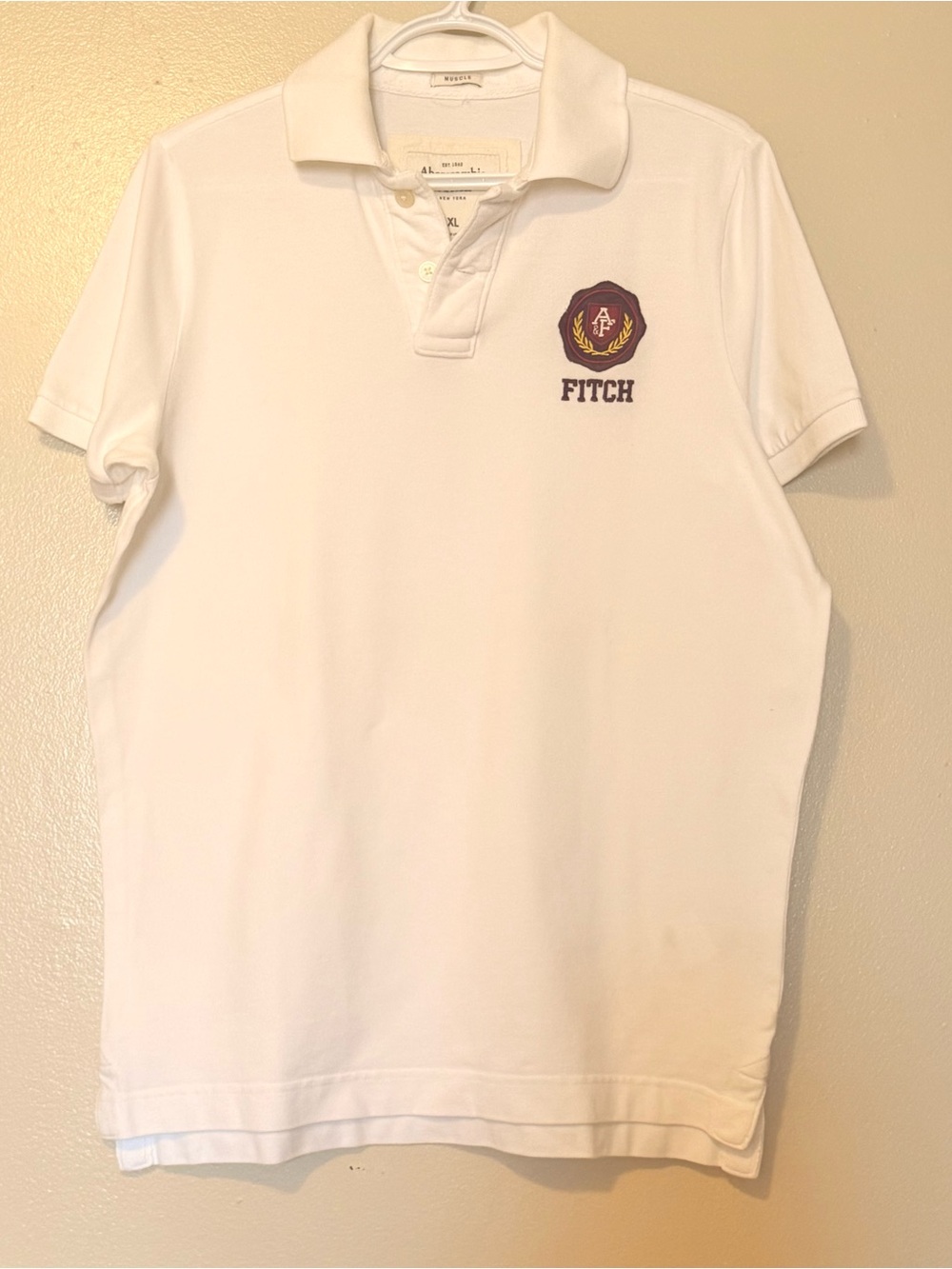 Abercrombie & Fitch White Polo with Embroidered Crest